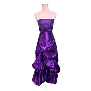 Vintage Jessica McClintock/Gunne Sax Purple Bubble Hem Satin Prom gown
